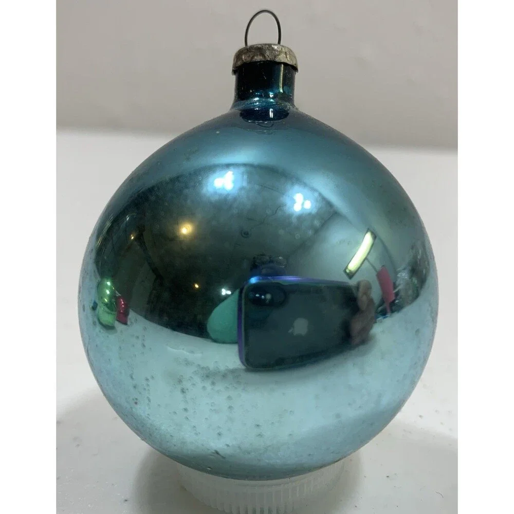Vintage Antique Diorama Indent Mercury Glass Christmas Ornaments Japan Set Of 3